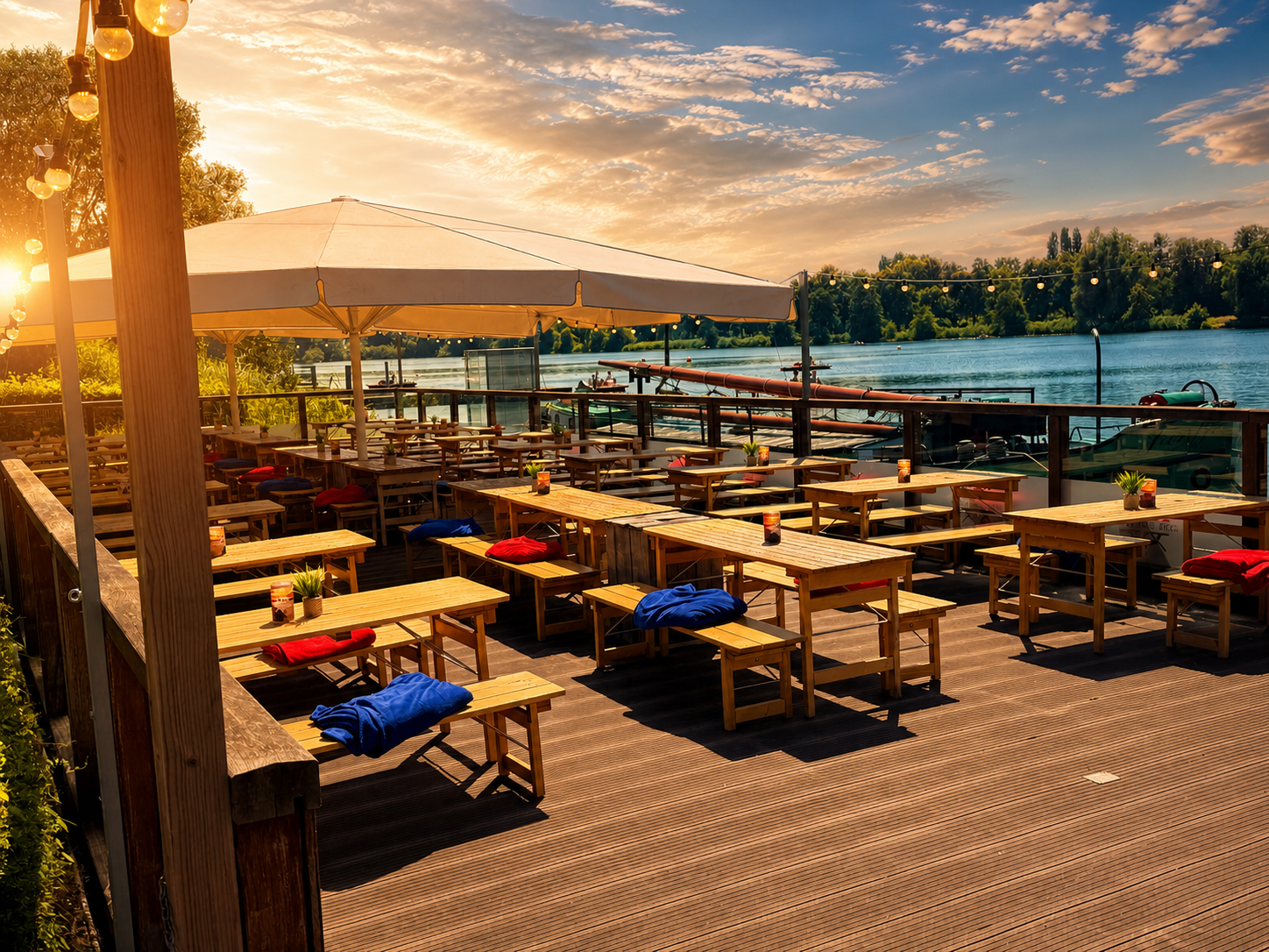 Pier 99 am Vechtesee in stimmungsvoller Abendatmosphäre